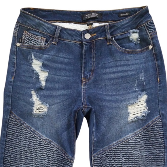 Judy Blue Women's Stretchy Distressed Moto Ankle Skinny Jeans Size 28 - Picture 4 of 13